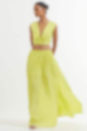  Yellow Silk Maxi Skirt  by TIC