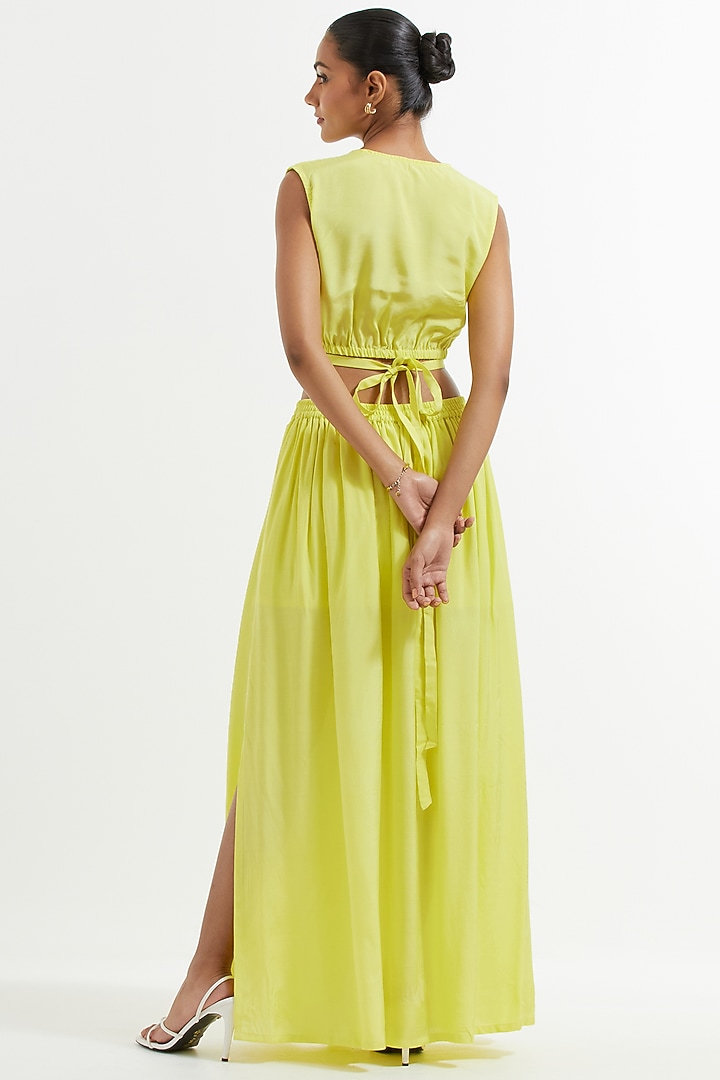 Silk maxi skirt yellow Clearance