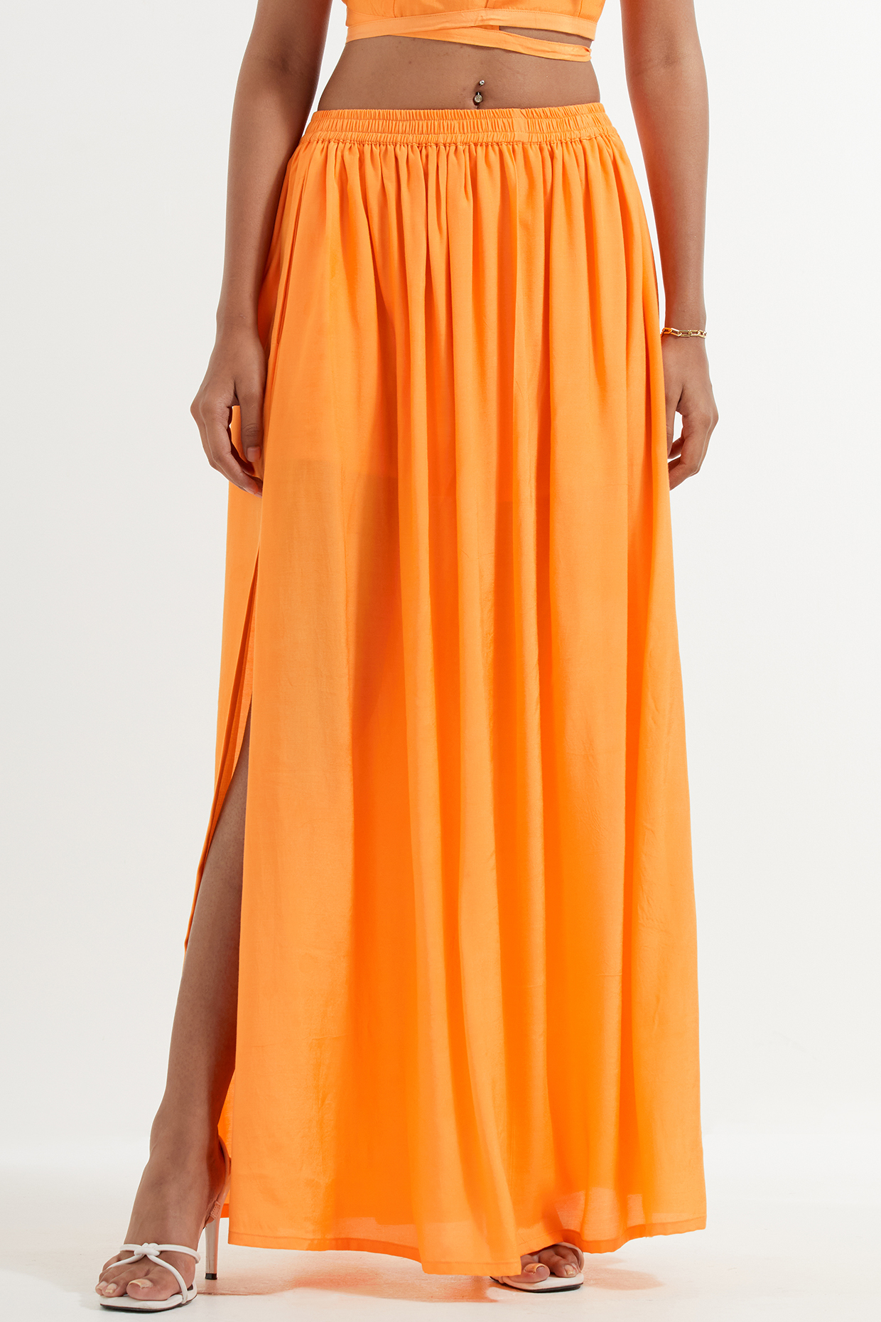 Adeline Tiered Maxi Skirt  Tangerine  Chicago Joes