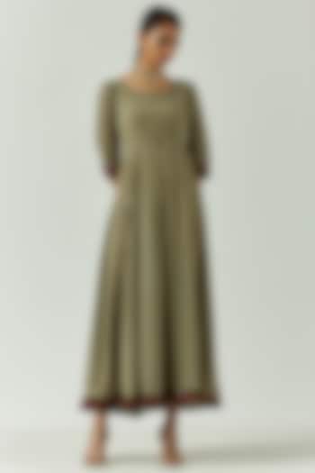 Moss Green Chiffon Anarkali by The Indian Cause at Pernia's Pop Up Shop