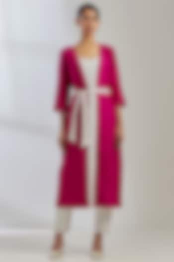 Pink Raw Silk Cape by TIC