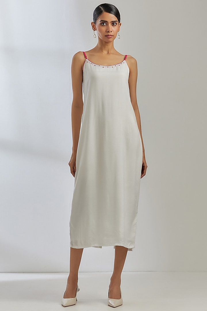 White Silk Strappy Dress by TIC
