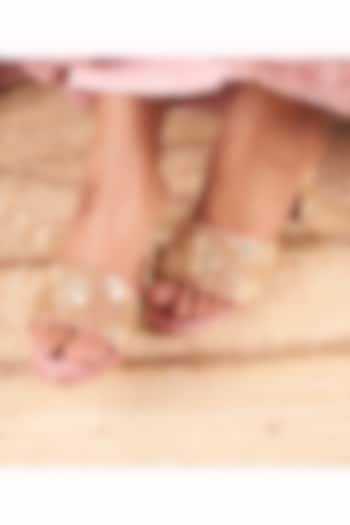 Dusty Pink Raw Silk Heels by TIESTA at Pernia's Pop Up Shop