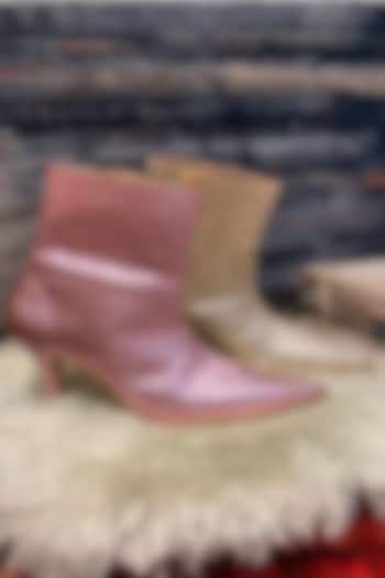 Pink Faux Leather Boots by TIESTA at Pernia's Pop Up Shop
