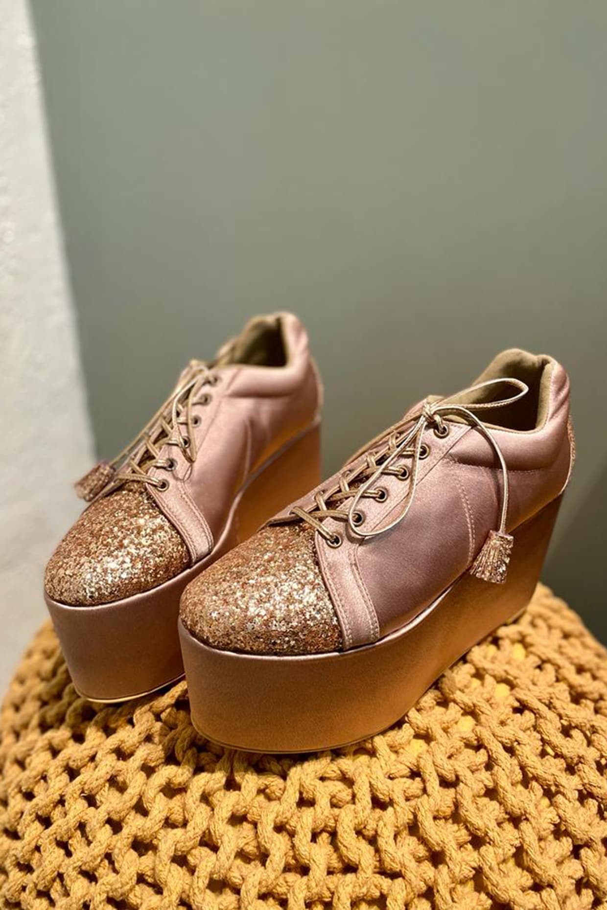 rose gold platform sneakers