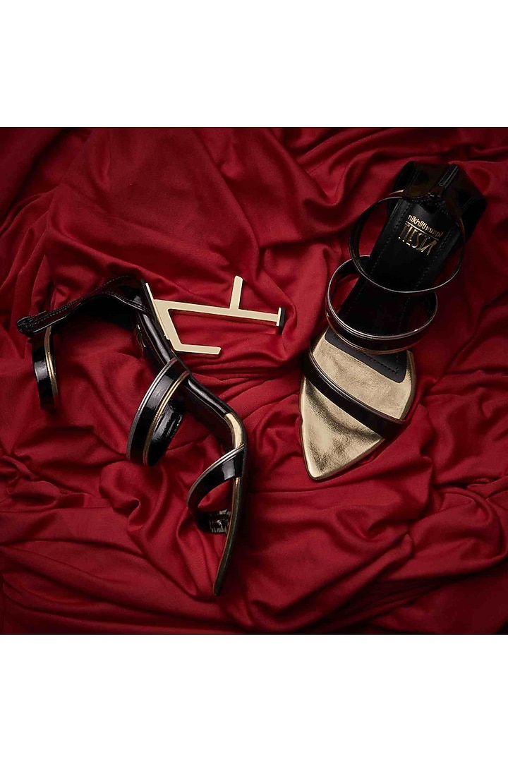 Black Faux Leather Heels by TIESTA at Pernia's Pop Up Shop