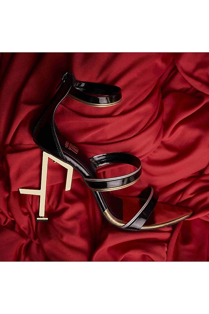 Black Faux Leather Heels by TIESTA at Pernia's Pop Up Shop