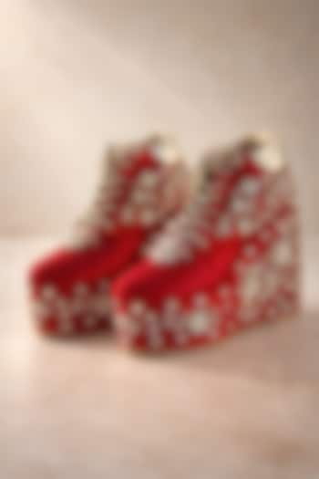 Red Satin Sneakers by TIESTA at Pernia's Pop Up Shop