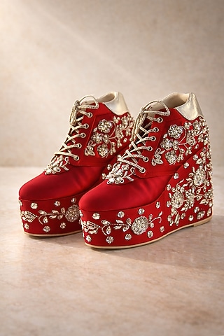 Red Satin Sneakers by TIESTA