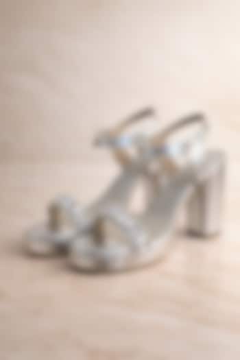 Silver Crystal Foil Heels by TIESTA at Pernia's Pop Up Shop