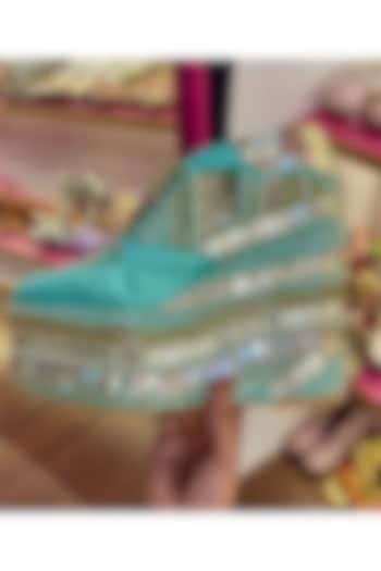 Mint Poppy Satin Sneakers by TIESTA at Pernia's Pop Up Shop