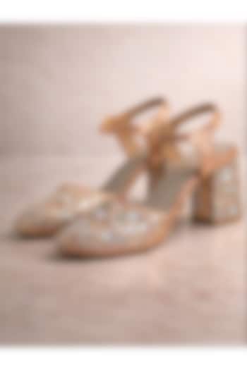 Peach Satin Heels by TIESTA at Pernia's Pop Up Shop