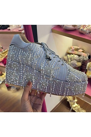 Pearl Glow Satin Sneakers by TIESTA