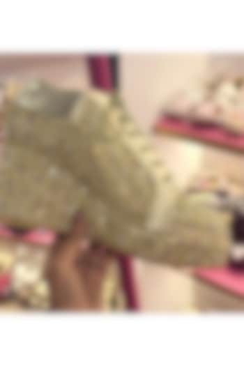 Gold Satin Sneakers by TIESTA at Pernia's Pop Up Shop