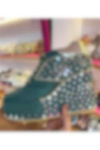 Green Raw Silk Sneakers by TIESTA at Pernia's Pop Up Shop
