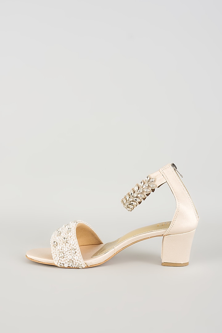 Nude Suede Leather Heels by TIESTA at Pernia's Pop Up Shop