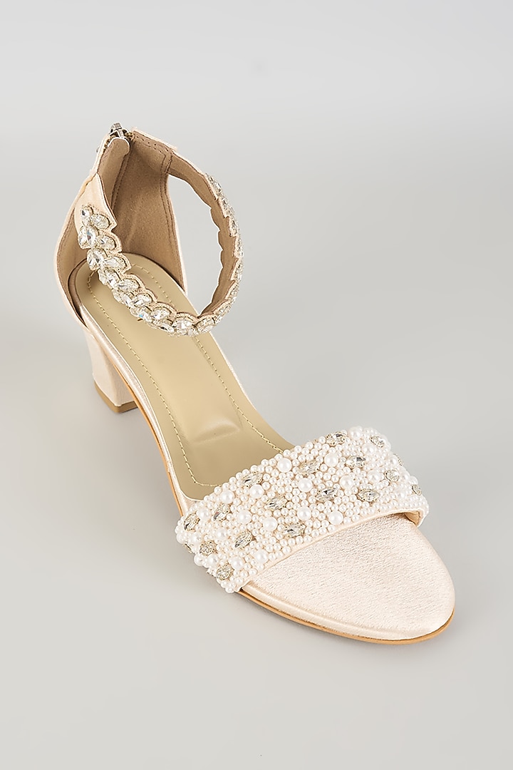 Nude Suede Leather Heels by TIESTA at Pernia's Pop Up Shop
