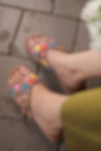 Brown Faux Leather Flats by TIESTA at Pernia's Pop Up Shop