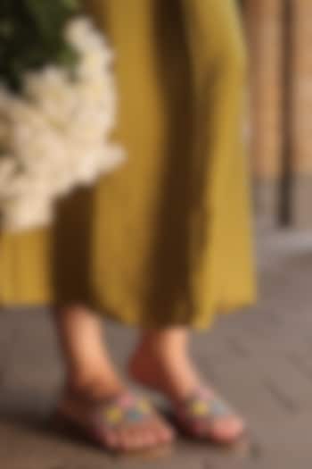 Brown Faux Leather Flats by TIESTA at Pernia's Pop Up Shop