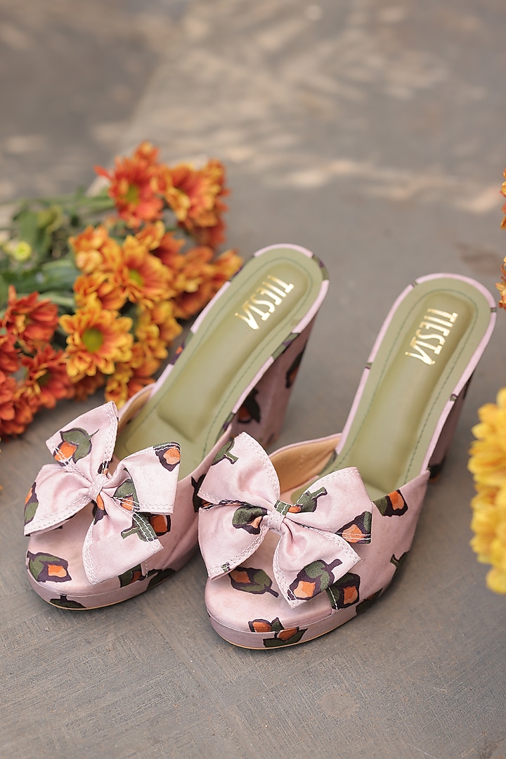 Pink & Green Faux Leather Heels by TIESTA at Pernia's Pop Up Shop