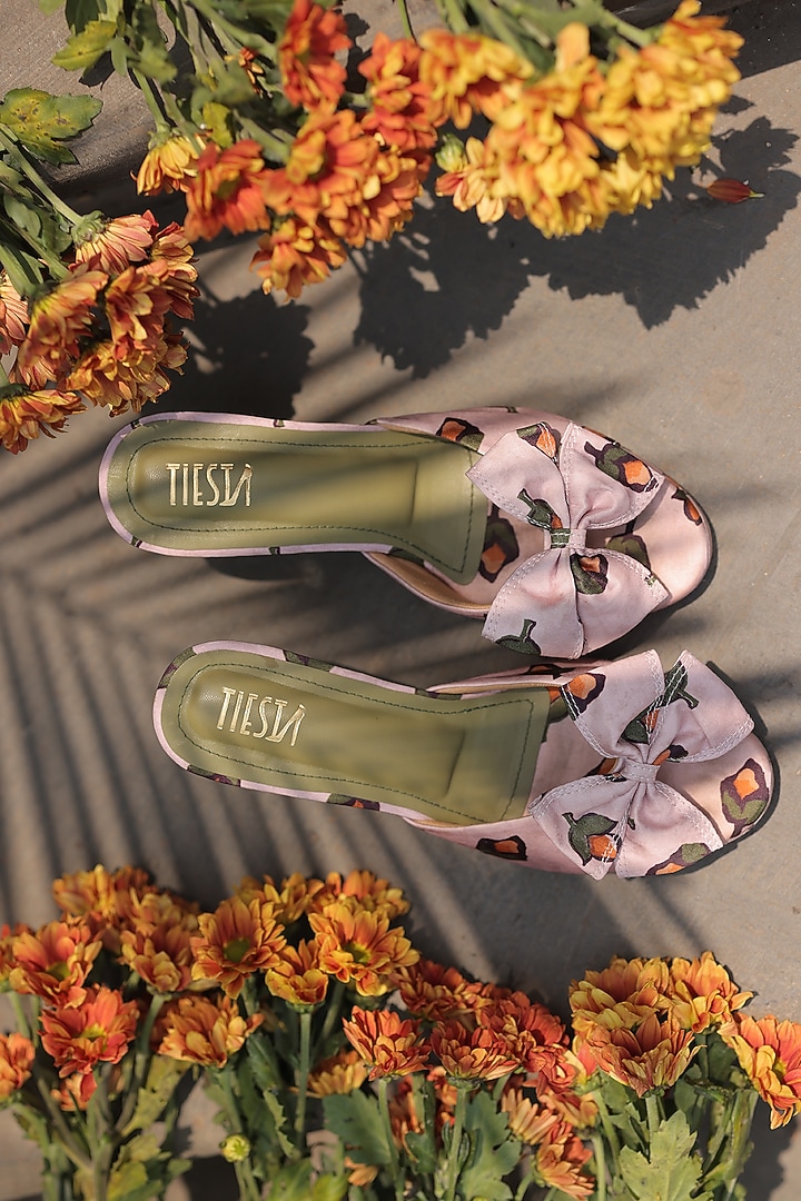 Pink & Green Faux Leather Heels by TIESTA at Pernia's Pop Up Shop