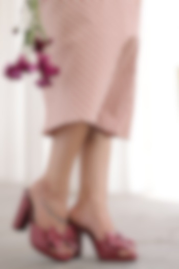 Maroon Faux Leather Heels by TIESTA at Pernia's Pop Up Shop