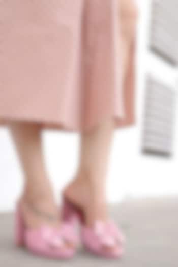 Pink & Red Faux Leather Heels by TIESTA at Pernia's Pop Up Shop