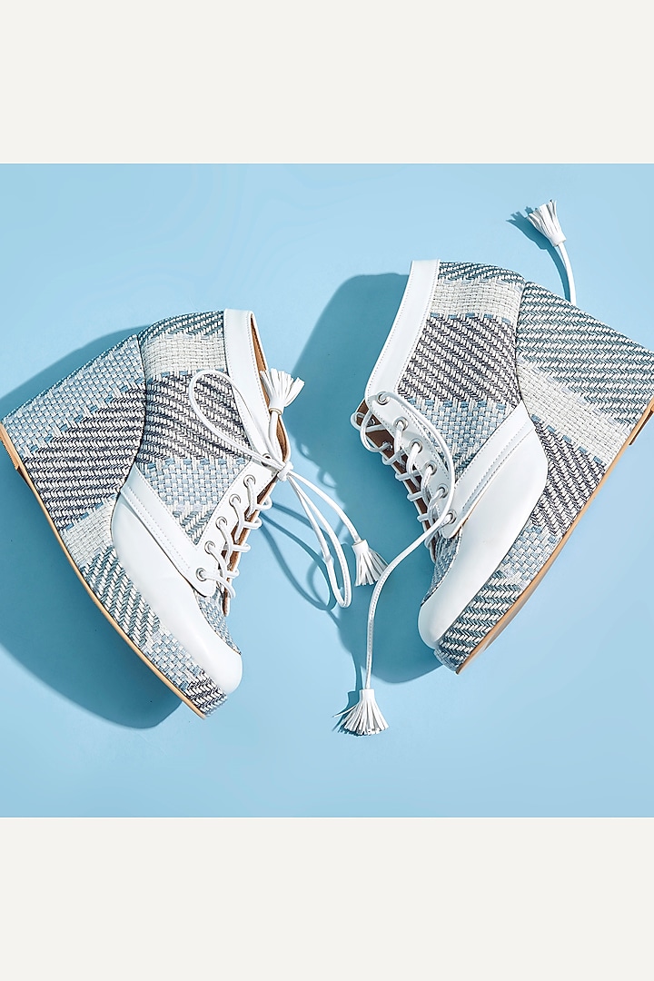 Mint Faux Leather Sneaker Wedges by TIESTA at Pernia's Pop Up Shop