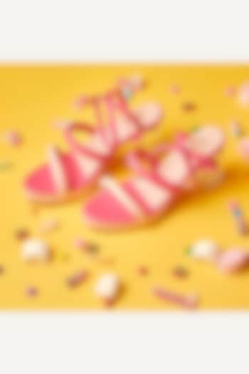 Pink Faux Leather Block Heels by TIESTA at Pernia's Pop Up Shop