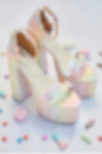 Pastel Rainbow Faux Leather Block Heels by TIESTA at Pernia's Pop Up Shop