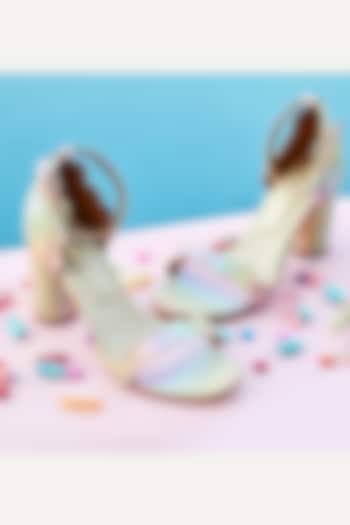Pastel Rainbow Faux Leather Block Heels by TIESTA at Pernia's Pop Up Shop