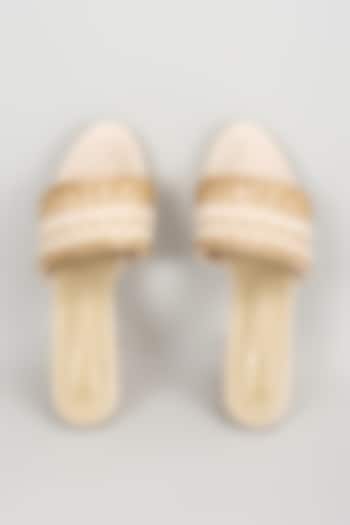 Rose Gold Faux Leather Heels by TIESTA at Pernia's Pop Up Shop