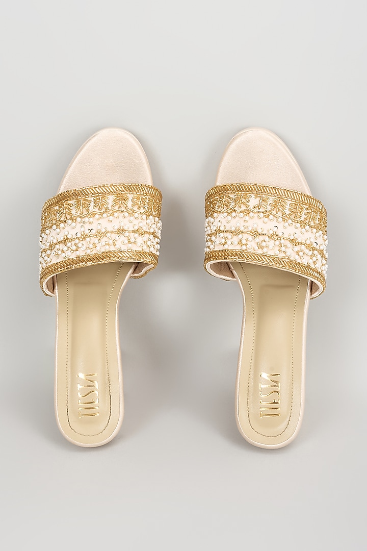 Rose Gold Faux Leather Heels by TIESTA at Pernia's Pop Up Shop