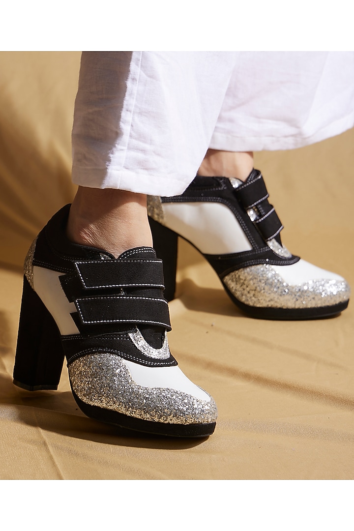 Black Vegan Leather Sneaker Heels by TIESTA at Pernia's Pop Up Shop