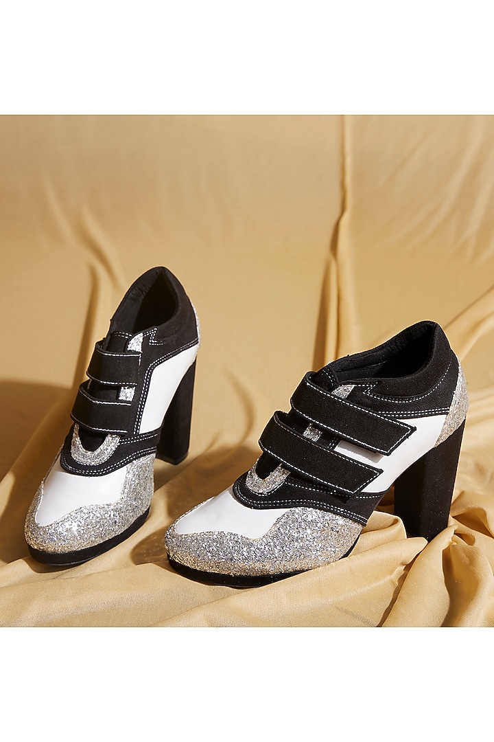 Black Vegan Leather Sneaker Heels by TIESTA at Pernia's Pop Up Shop