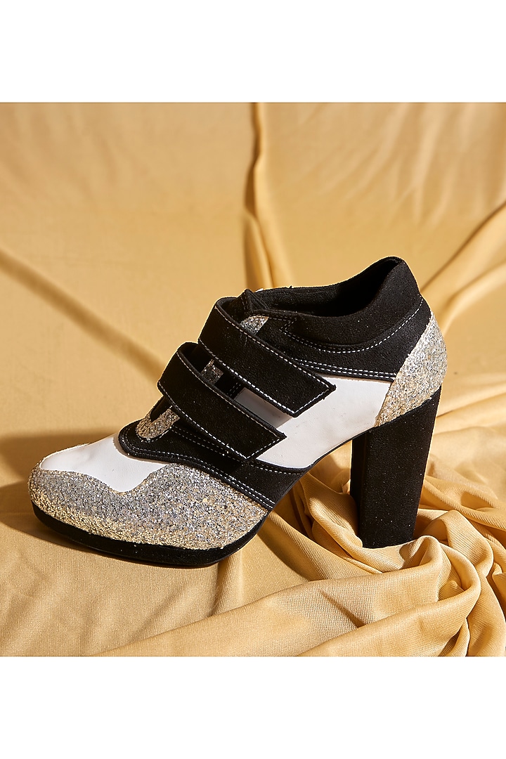 Black Vegan Leather Sneaker Heels by TIESTA at Pernia's Pop Up Shop