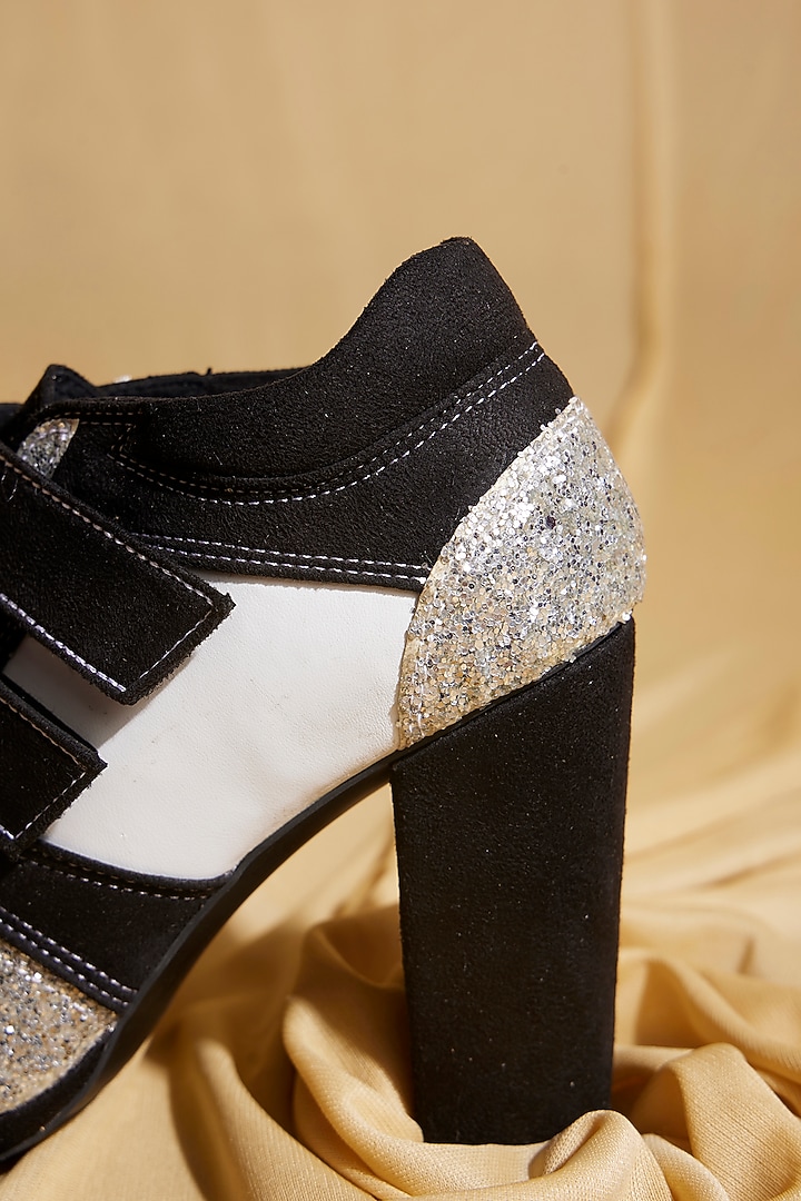 Black Vegan Leather Sneaker Heels by TIESTA at Pernia's Pop Up Shop