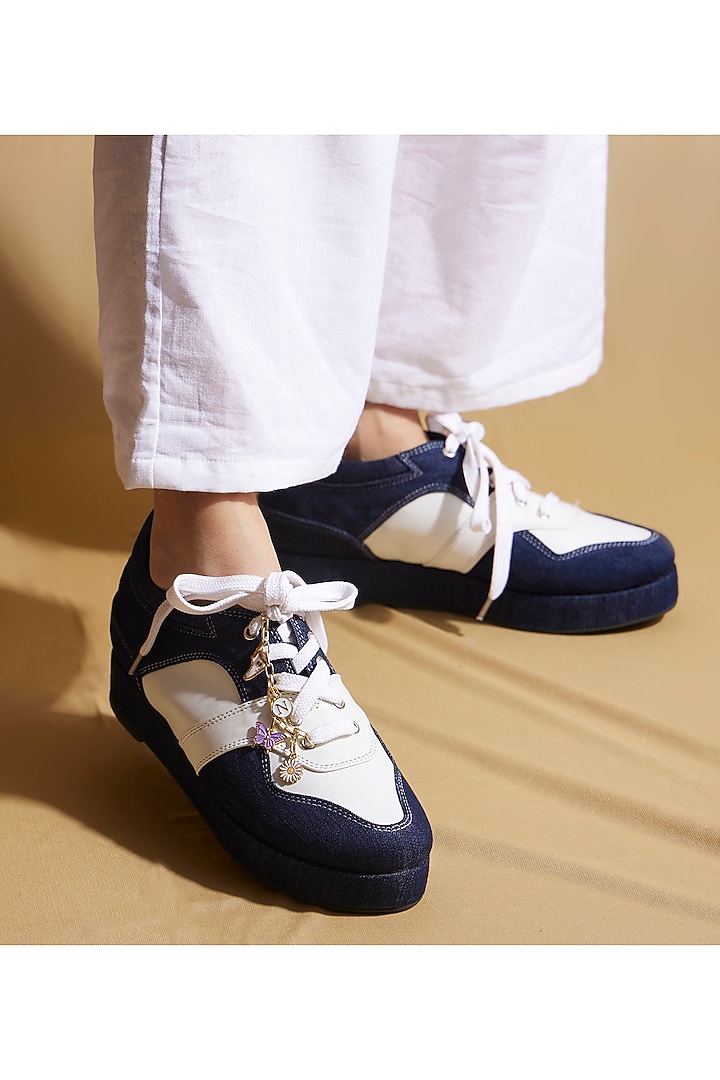 Blue Denim Platform Sneakers by TIESTA at Pernia's Pop Up Shop