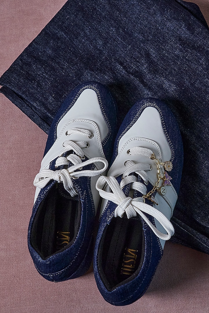 Blue Denim Platform Sneakers by TIESTA at Pernia's Pop Up Shop