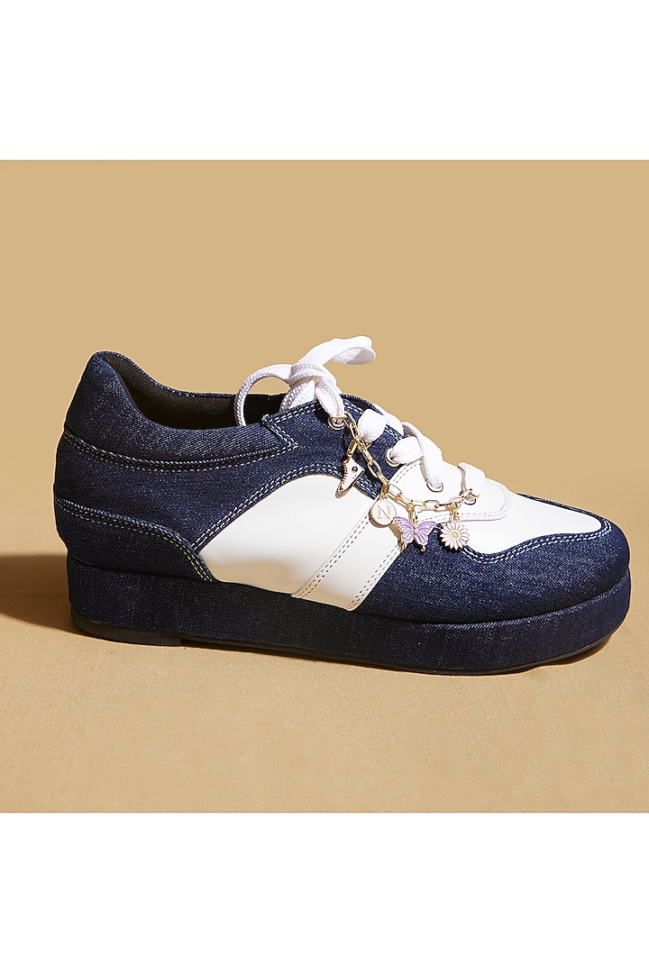 Blue Denim Platform Sneakers by TIESTA at Pernia's Pop Up Shop