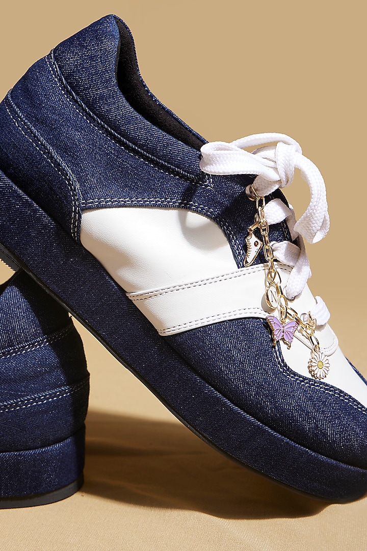 Blue Denim Platform Sneakers by TIESTA at Pernia's Pop Up Shop