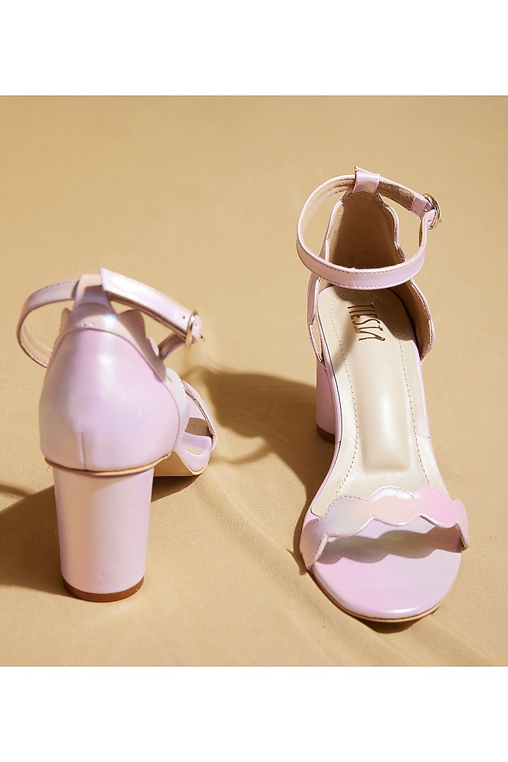 Blush Pink Vegan Leather Block Heels by TIESTA at Pernia's Pop Up Shop