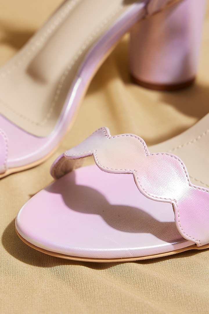 Blush Pink Vegan Leather Block Heels by TIESTA at Pernia's Pop Up Shop