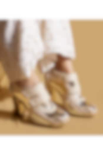 Gold Vegan Leather Hand Embroidered Sneaker Boots by TIESTA at Pernia's Pop Up Shop