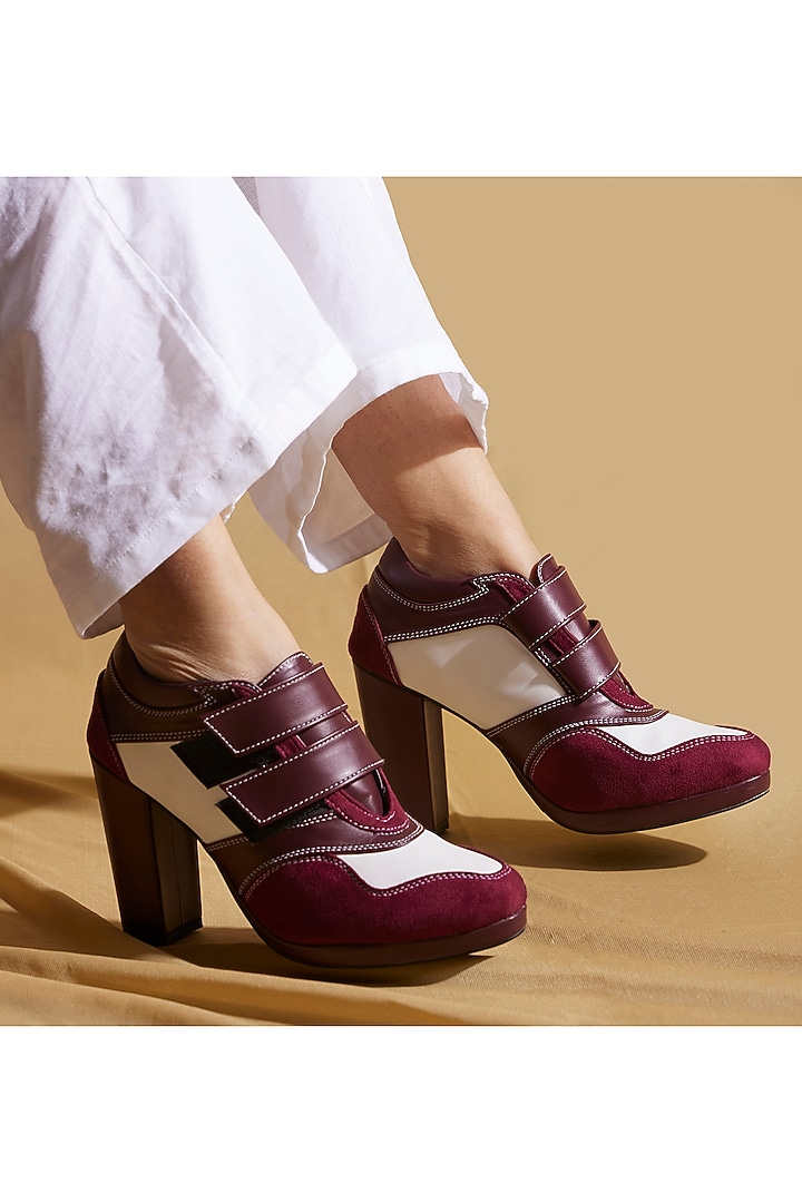 Red Vegan Leather & Suede Sneaker Boots by TIESTA at Pernia's Pop Up Shop