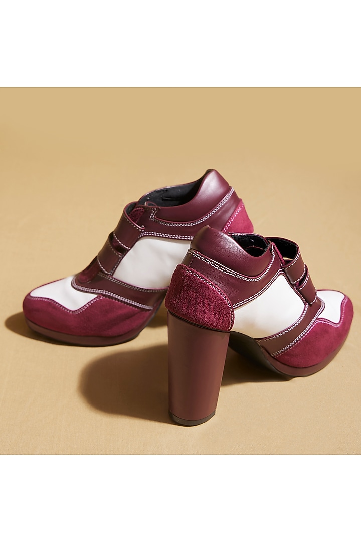 Red Vegan Leather & Suede Sneaker Boots by TIESTA at Pernia's Pop Up Shop