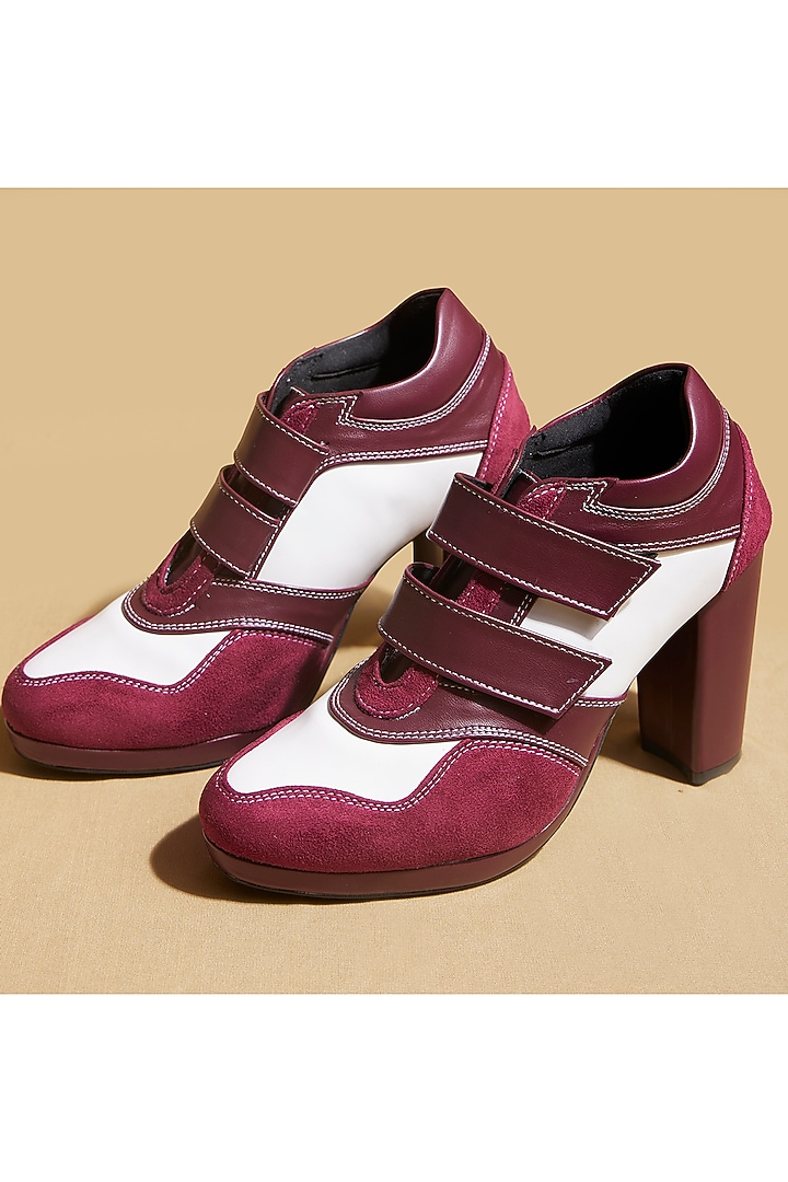 Red Vegan Leather & Suede Sneaker Boots by TIESTA at Pernia's Pop Up Shop