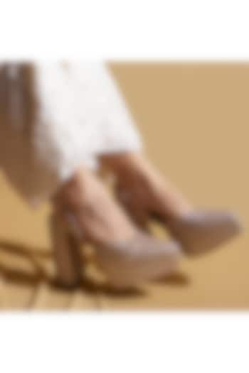 Rose Gold Vegan Leather Platform Pump Heels by TIESTA at Pernia's Pop Up Shop
