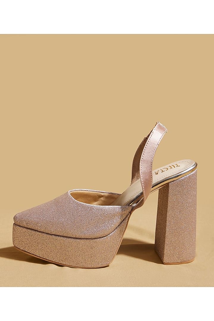 Rose Gold Vegan Leather Platform Pump Heels by TIESTA at Pernia's Pop Up Shop