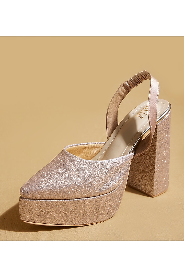 Rose Gold Vegan Leather Platform Pump Heels by TIESTA at Pernia's Pop Up Shop